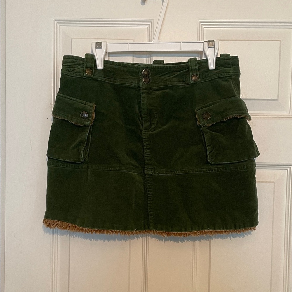 Green Corduroy Mini Skirt